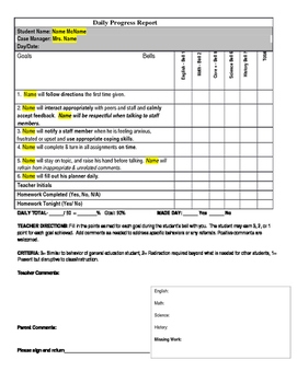 Daily Behavior Point Sheet Management System EDITABLE Positive Middle 