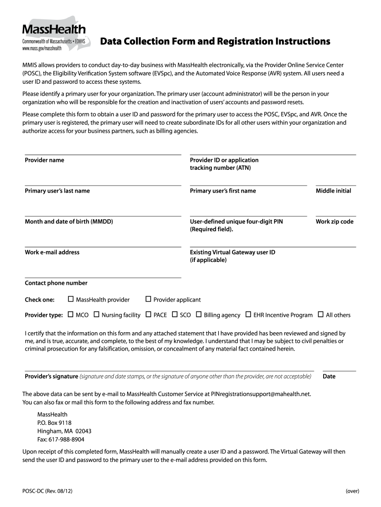 Data Collection Form Masshealth Complete With Ease AirSlate SignNow