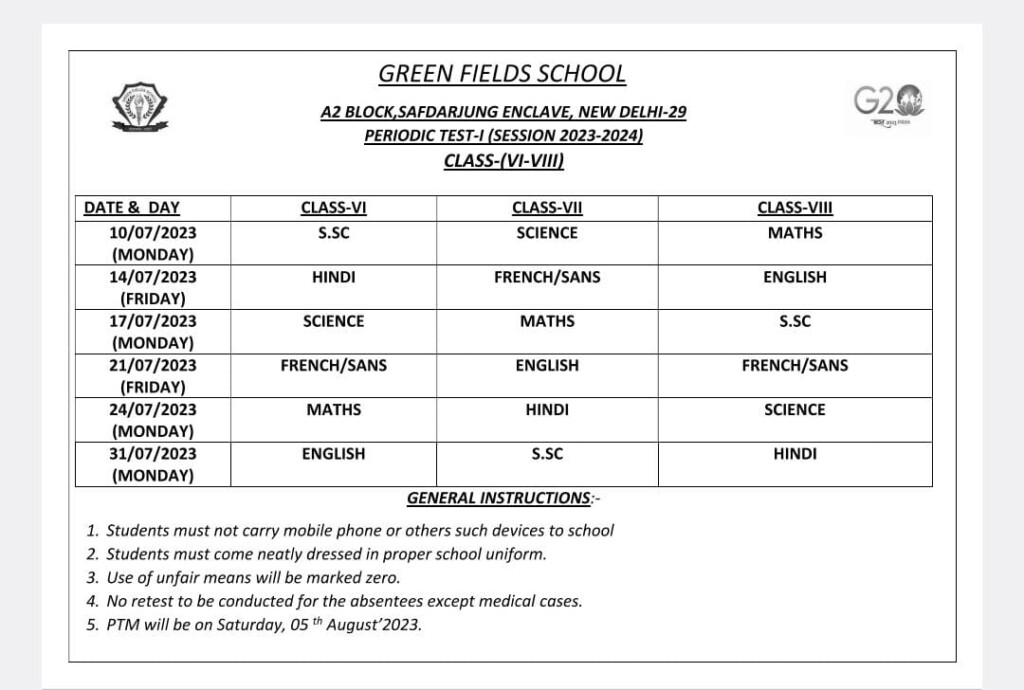 Date Sheet