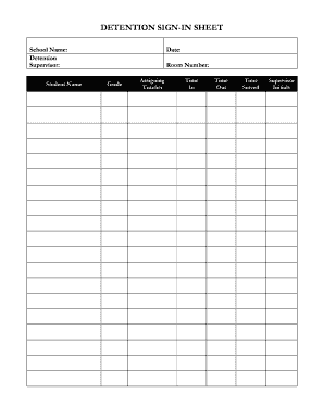 Detention Sheet Fill And Sign Printable Template Online