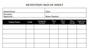 Detention Sign In Template