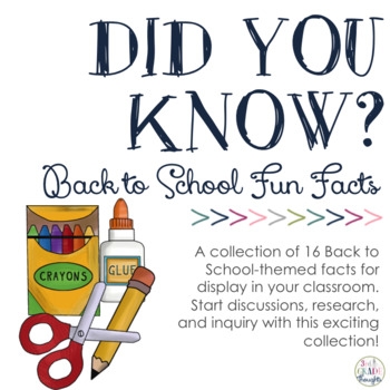 Did You Know Fun Facts For Your Classroom Back To School TpT