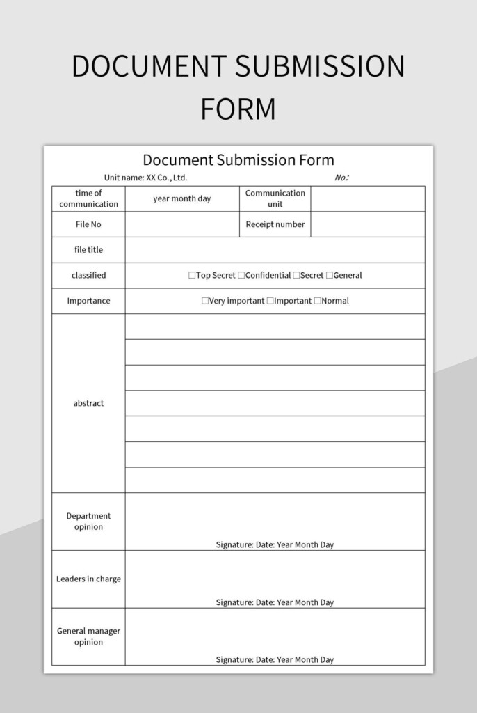 Document Submission Form Excel Template And Google Sheets File For Free 