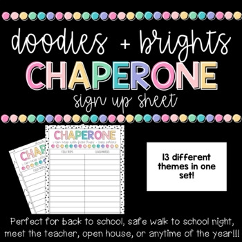 Doodles Brights Classroom Chaperone Sign Up Sheet By Stephanie Dawn
