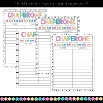 Doodles Brights Classroom Chaperone Sign Up Sheet By Stephanie Dawn