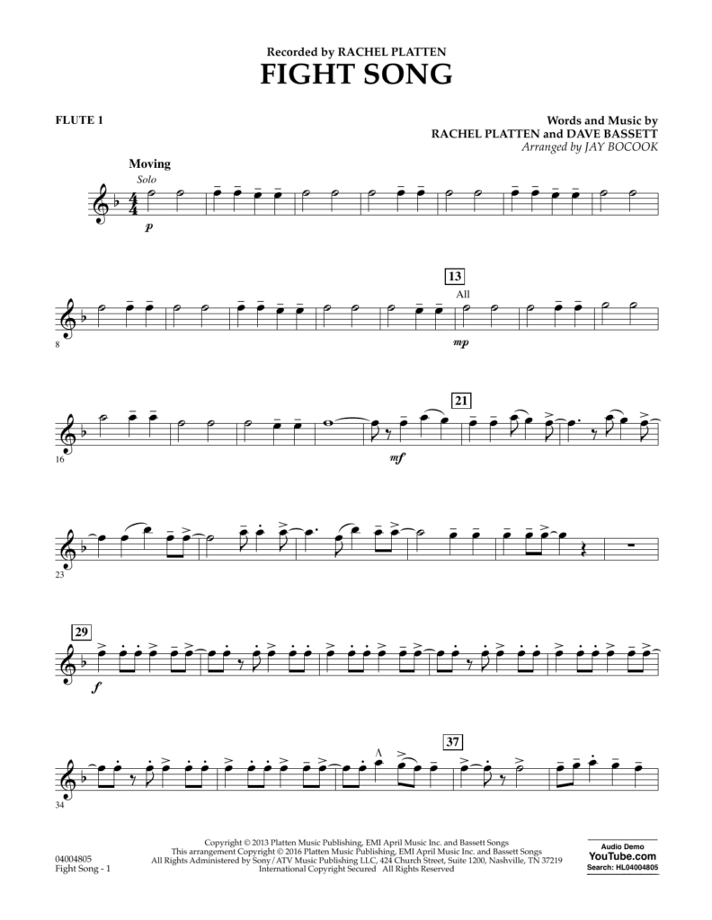 Easy Clarinet Sheet Music Fight Song