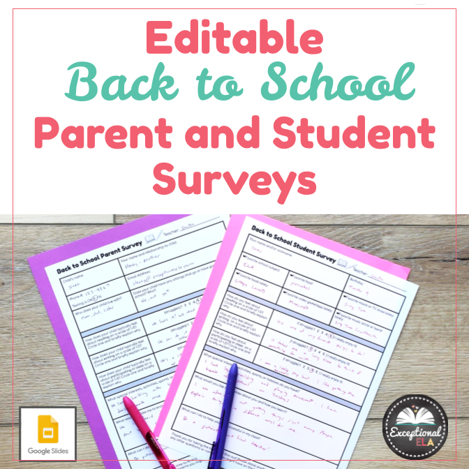 Editable Back To School Parent And Student Surveys Get To Know Your