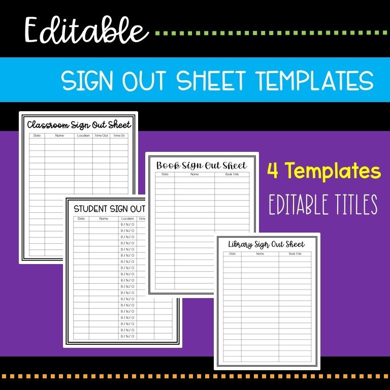 Editable Sign Out Sheet Templates