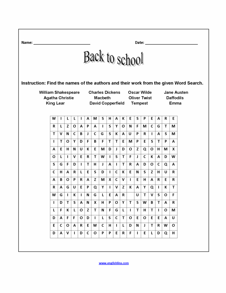 Englishlinx Back To School Worksheets
