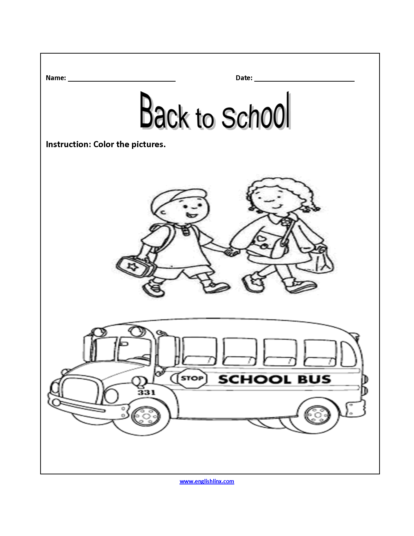 Englishlinx Back To School Worksheets