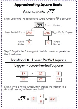 Estimating Square Roots Interactive Notes And Worksheet 8 NS 2