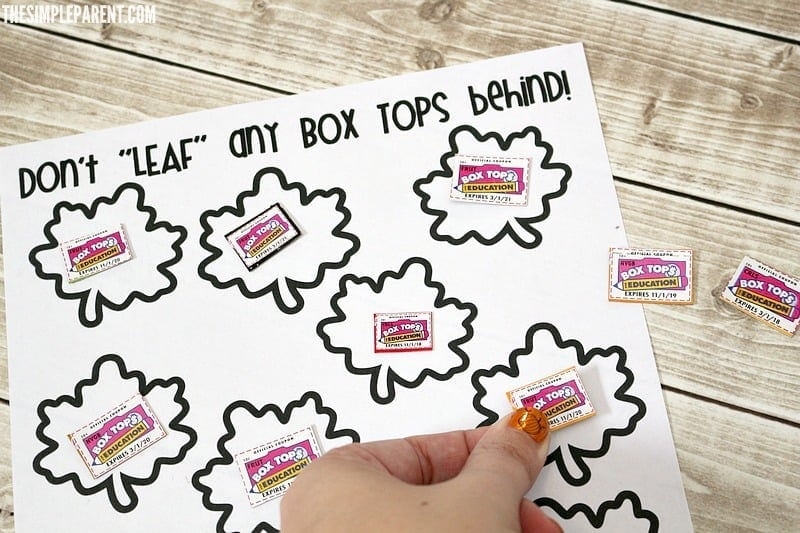 Fall Box Tops Printable Collection Sheet To Support Your School The 