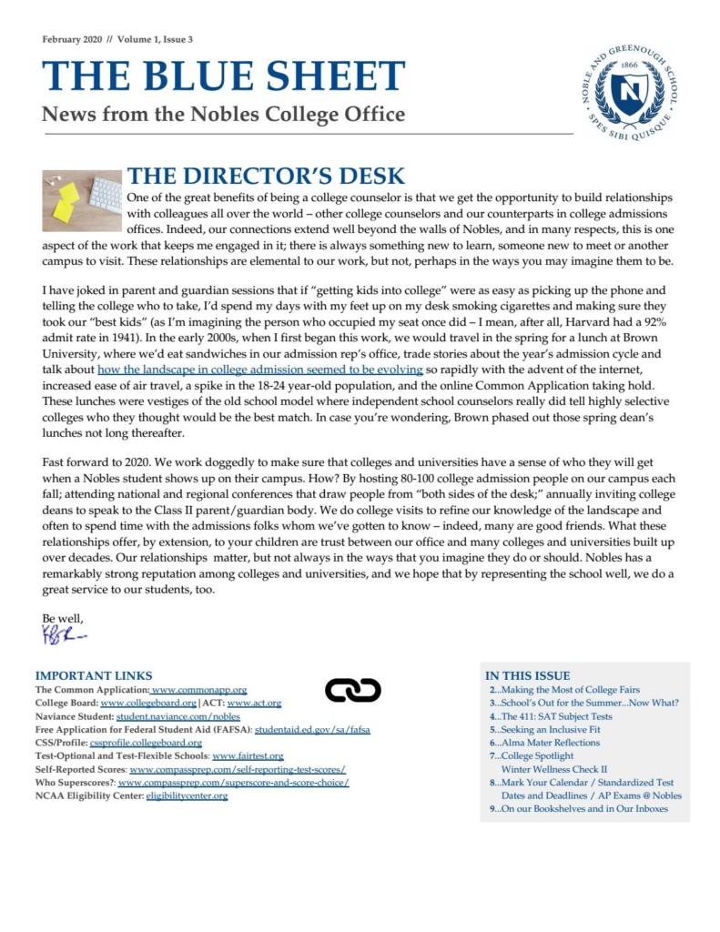 February 2020 The Blue Sheet By Noble And Greenough School Issuu