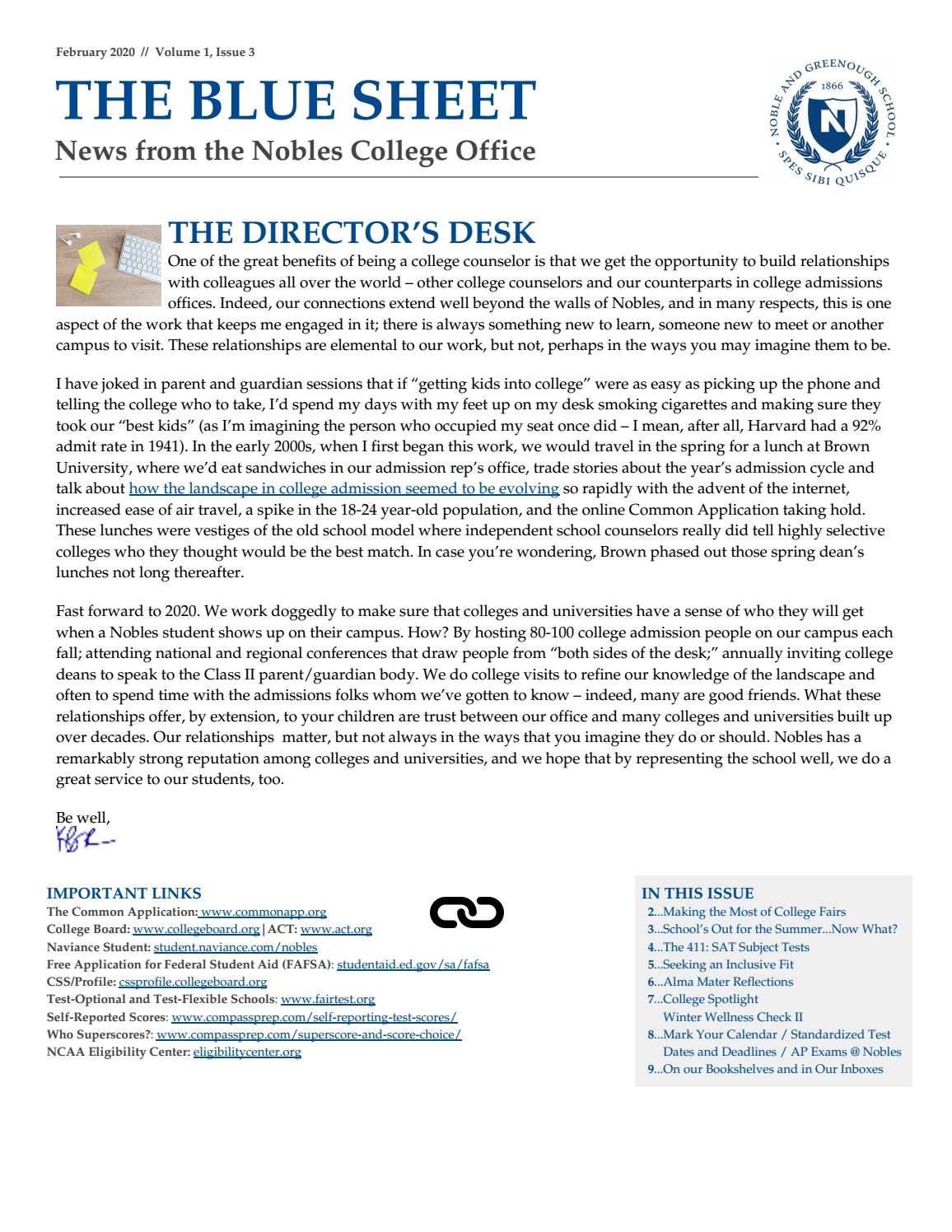 February 2020 The Blue Sheet By Noble And Greenough School Issuu