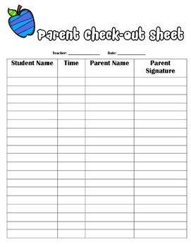 Field Trip Parent Check Out Sheet Field Trip Afterschool Activities
