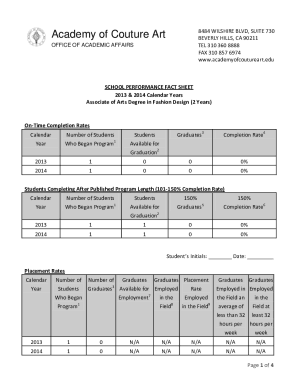 Fillable Online Academy Of Couture Art School Performance Fact Sheets