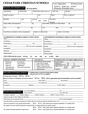 Fillable Online App Form Cedar Park Christian Schools Fax Email Print