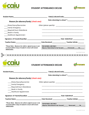 Fillable Online ARCHER HIGH SCHOOL STUDENT ABSENCE TARDY Fax Email 