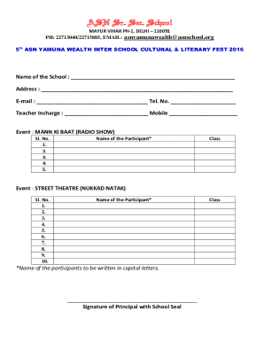 Fillable Online ASN SchoolBest Senior Secondary School In New Delhi Fax 