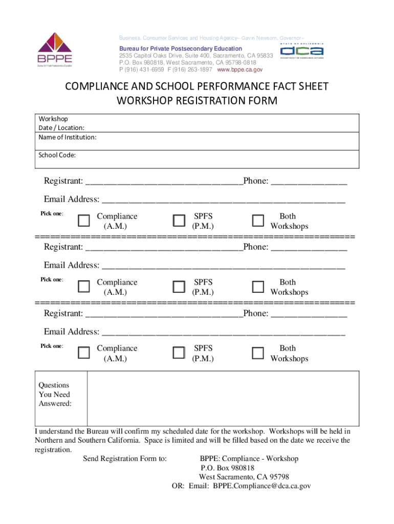 Fillable Online Bppe Ca COMPLIANCE AND SCHOOL PERFORMANCE FACT SHEET 