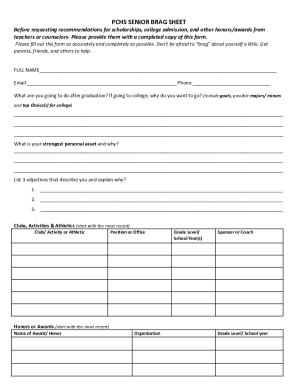Fillable Online Brag Sheet For Letters Of Recommendation Fax Email 
