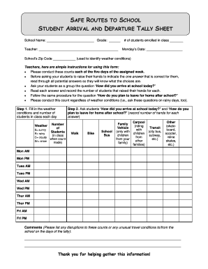 Fillable Online Dot Ga Safe Routes To School Student Arrival And