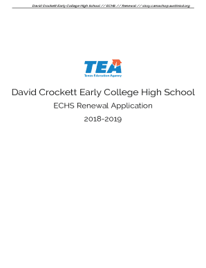 Fillable Online Early College High School Crockett High School 