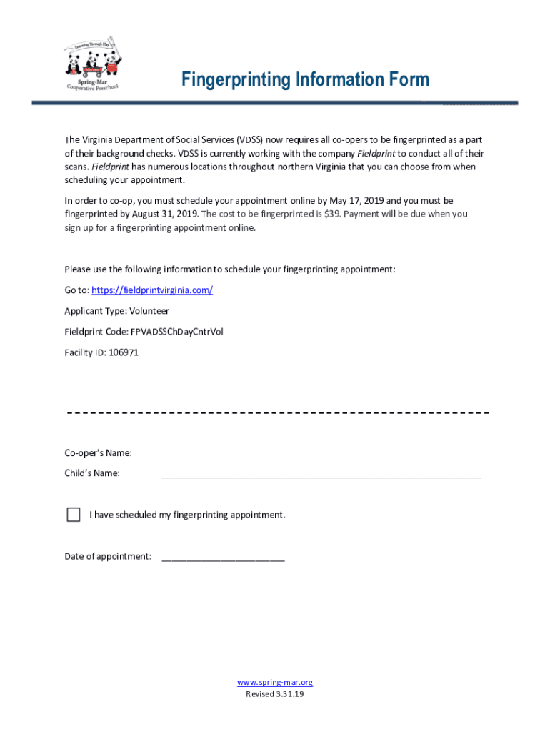Fillable Online Fingerprinting Information Form Fax Email Print PdfFiller