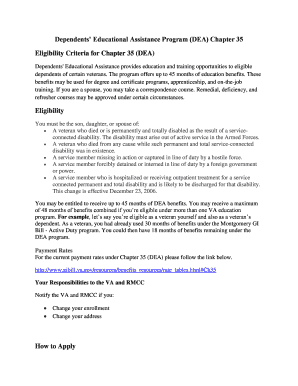 Fillable Online Rmcc DEA Chapter 35 Eligibility Criteria For Chapter