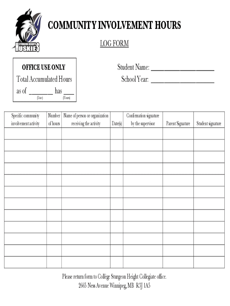 Fillable Online Student Volunteer Log Sheet Broward County Public 
