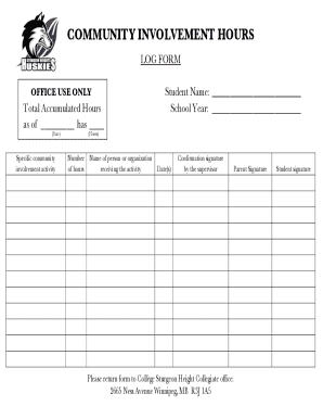 Fillable Online Student Volunteer Log Sheet Broward County Public 