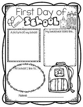 First Day Of School FREEBIE Back To School Worksheets School 