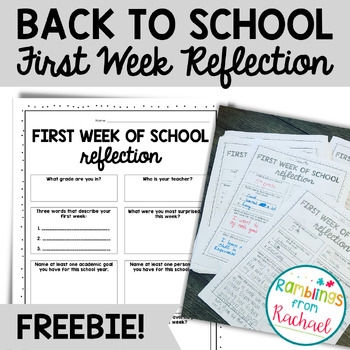 First Week Of School Reflection Page Back To School Worksheet TPT