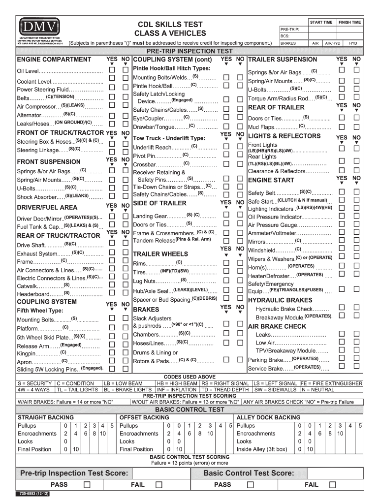 Florida Cdl Skills Test Score Sheet Fill Out Sign Online DocHub