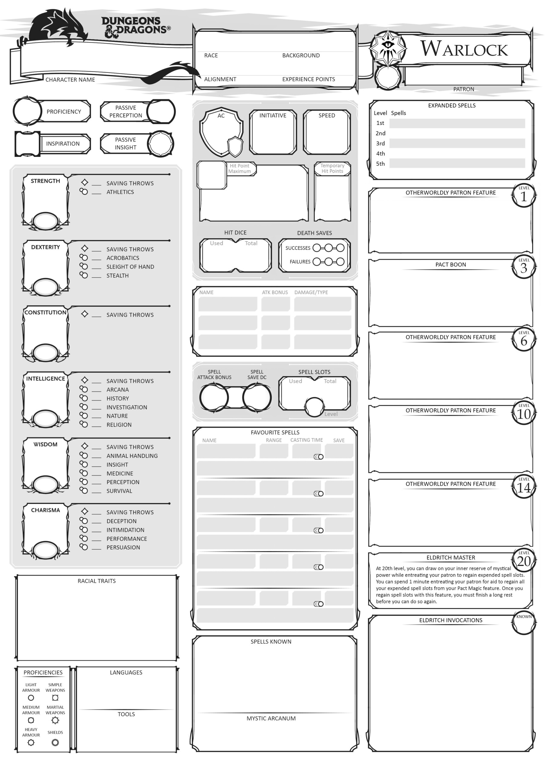 Form Fillable 5th Edition Old School Character Sheet Printable Forms