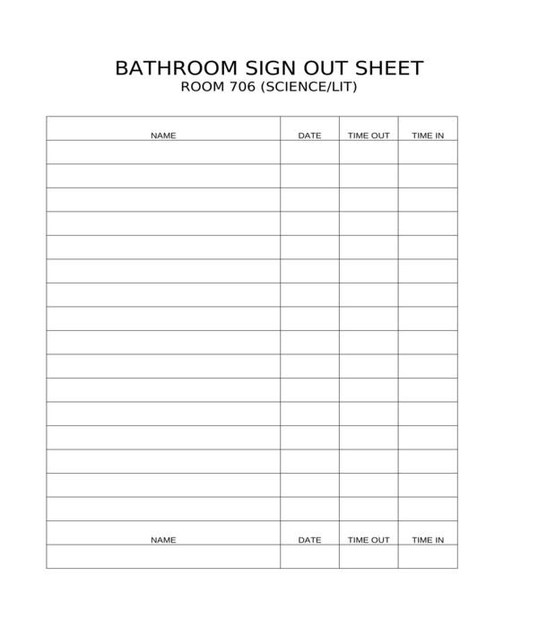FREE 11 Bathroom Sign Out Sheet Samples PDF MS Word Google Docs