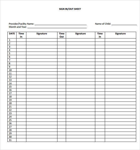 FREE 14 Sample School Sign In Sheet Templates In PDF