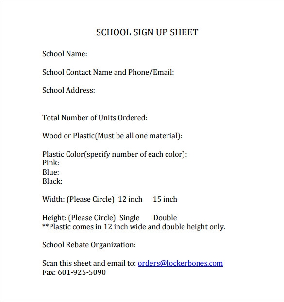 FREE 14 Sample School Sign In Sheet Templates In PDF