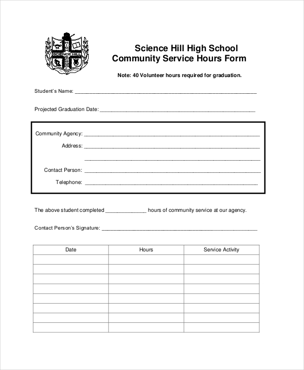 FREE 9 Sample Service Hours Forms In PDF Word