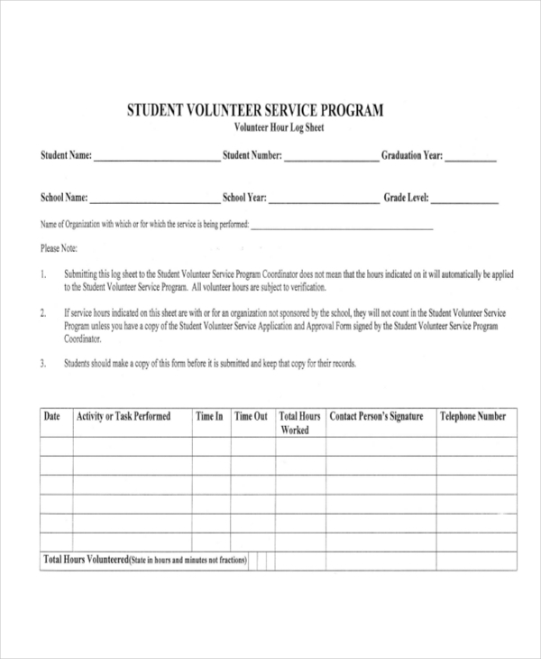 FREE 9 Sample Service Hours Forms In PDF Word