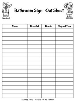 FREE Bathroom Passes And Sign Out Sheet By Kelly Malloy TpT
