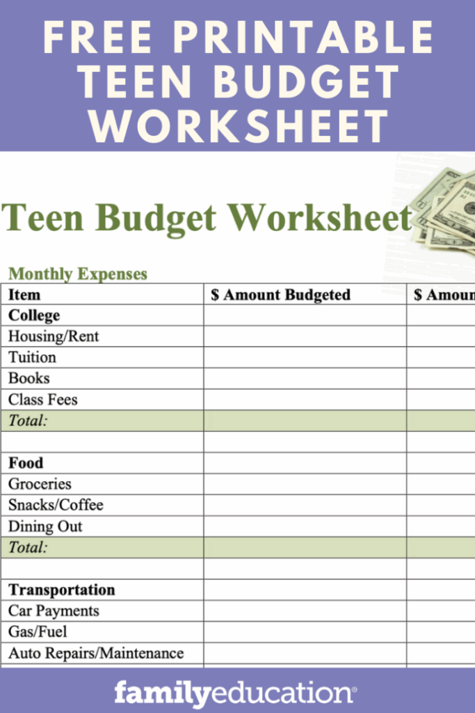 Free Budgeting Worksheets For High School Students Budgeting Worksheets