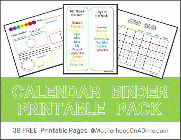 FREE Calendar Binder Printable Pack Free Homeschool Deals