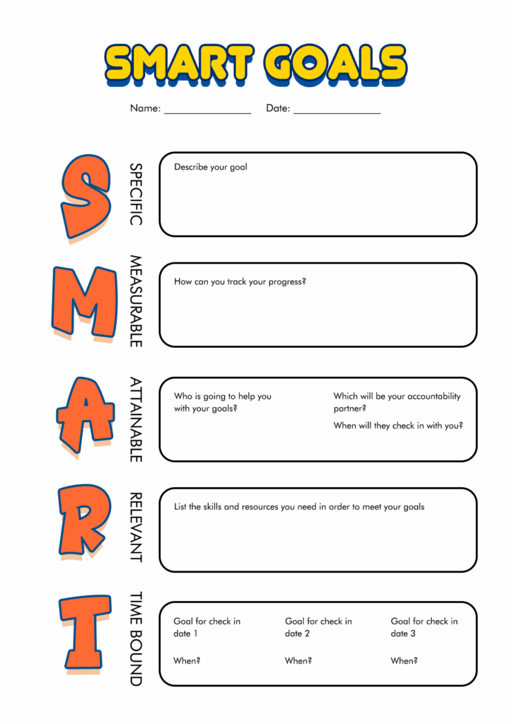 Free Goal Setting Worksheet For Middle School Students Pdf Templates 