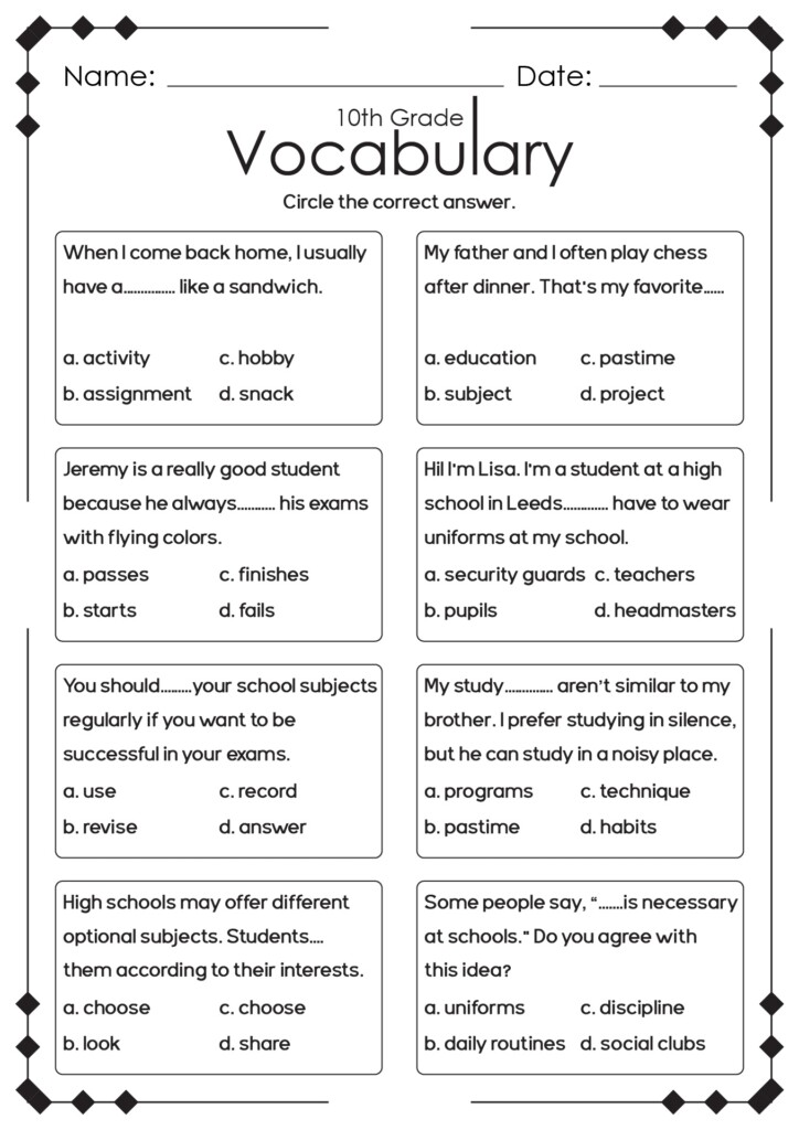 Free Learning Worksheet For High School Download Free Learning 
