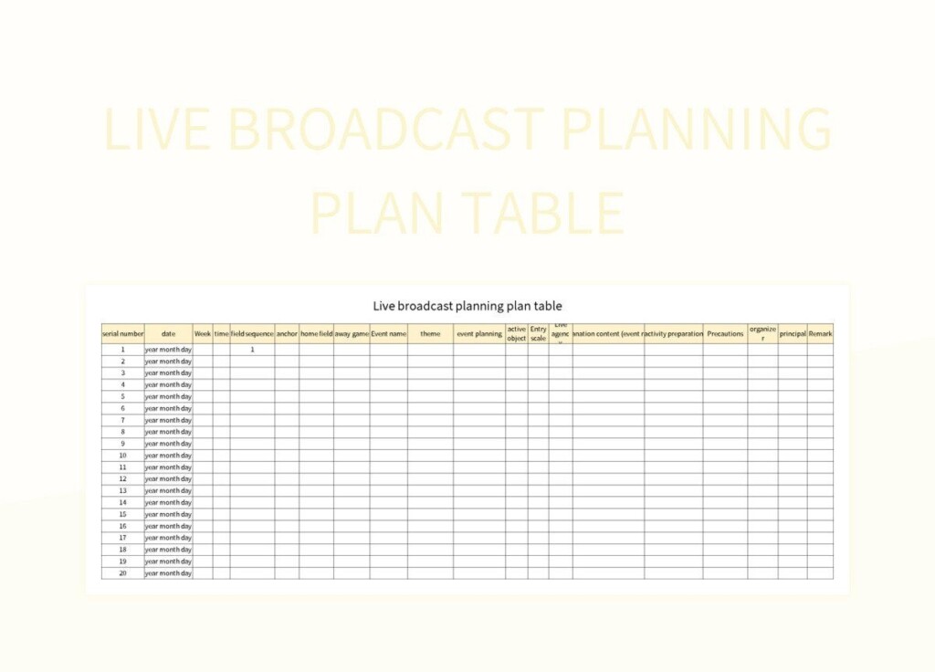 Free Live Broadcast Planning Templates For Google Sheets And Microsoft 
