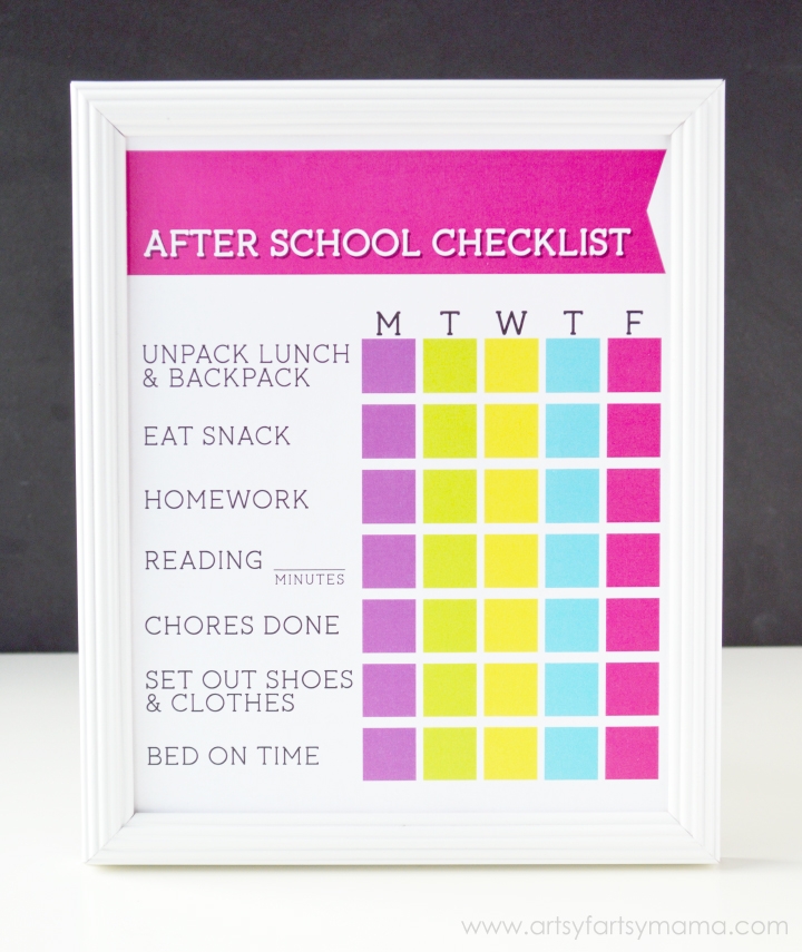 Free Printable After School Checklist Artsy fartsy Mama