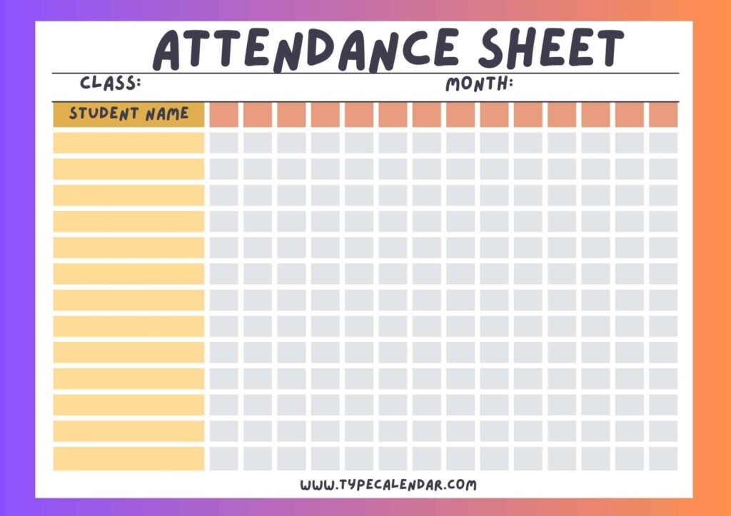 Free Printable Attendance Sheet Templates Word Excel PDF 