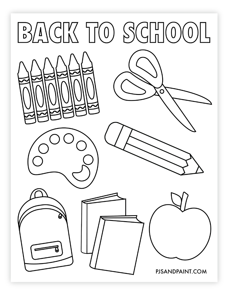 Free Printable Back To School Coloring Page Pjs And Paint