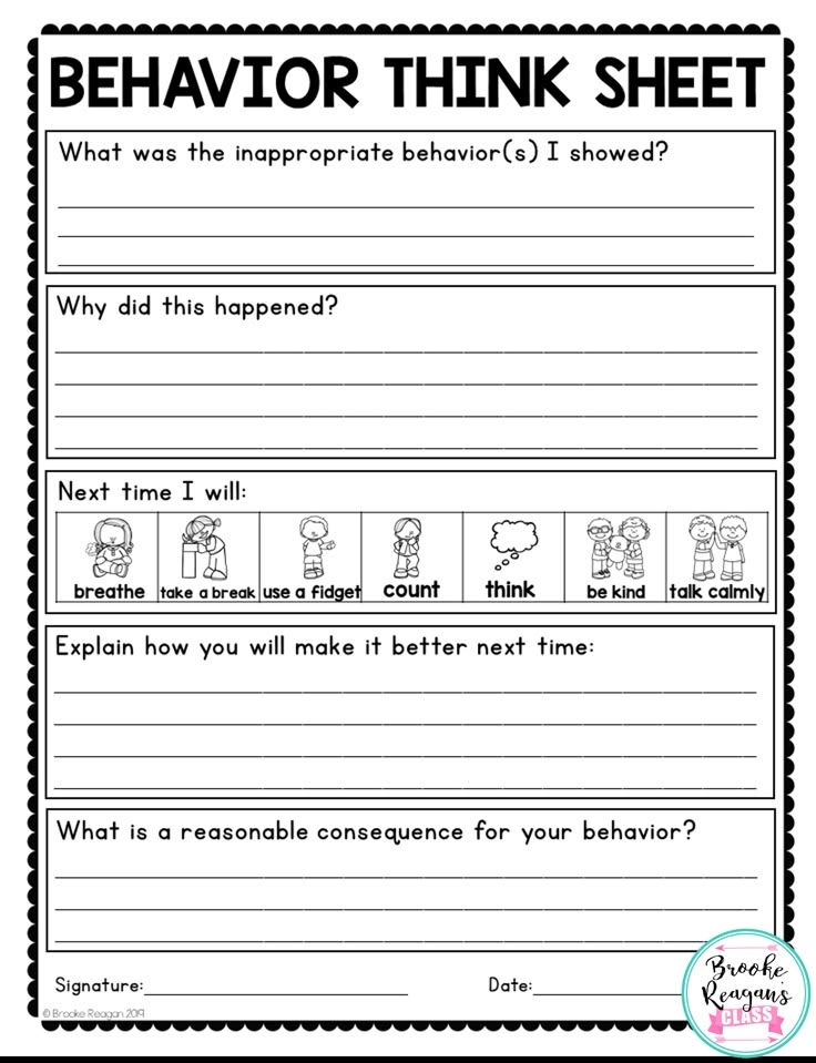 Free Printable Behavior Reflection Sheets